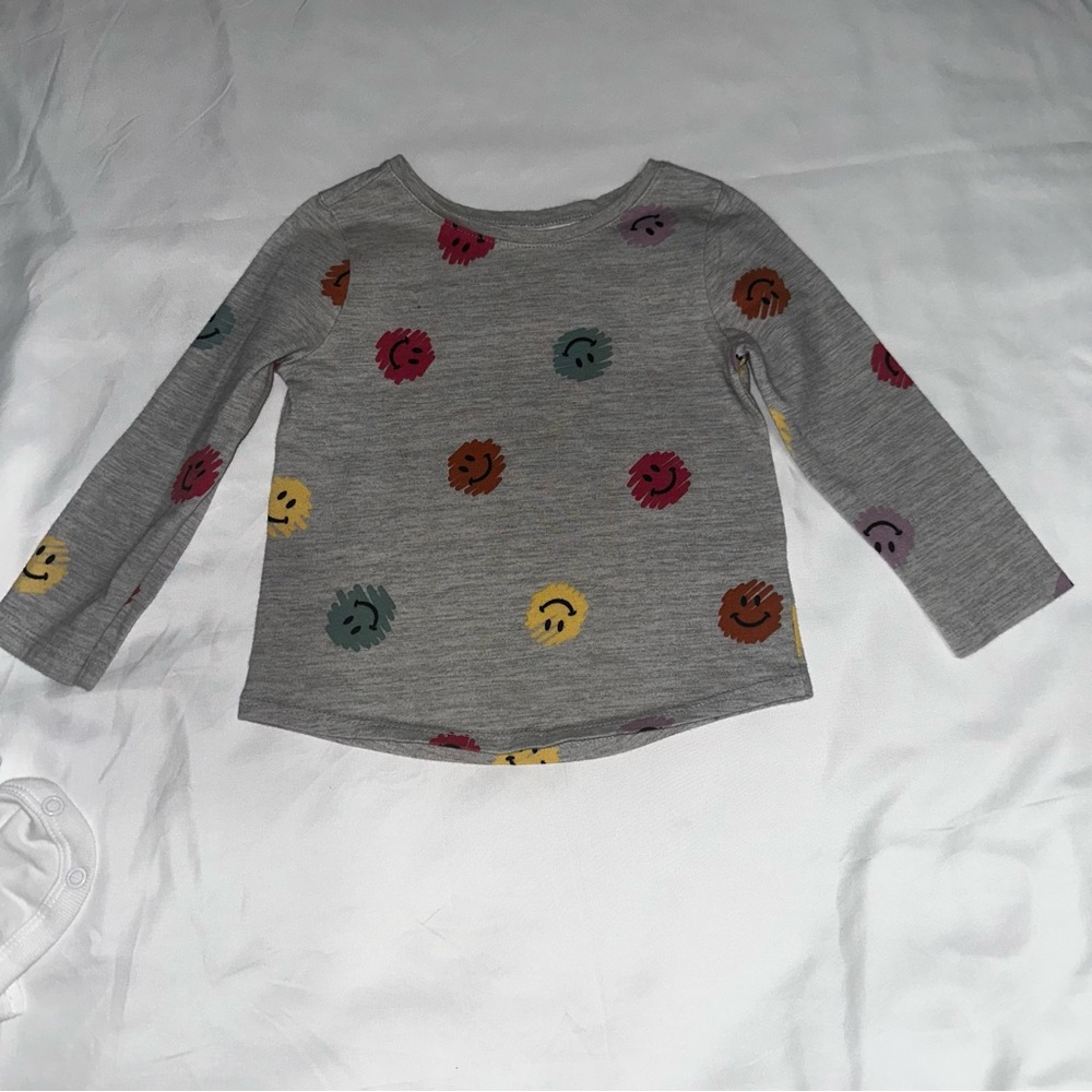Garanimals Gray and Red Long Sleeve Tee with Pom-Poms